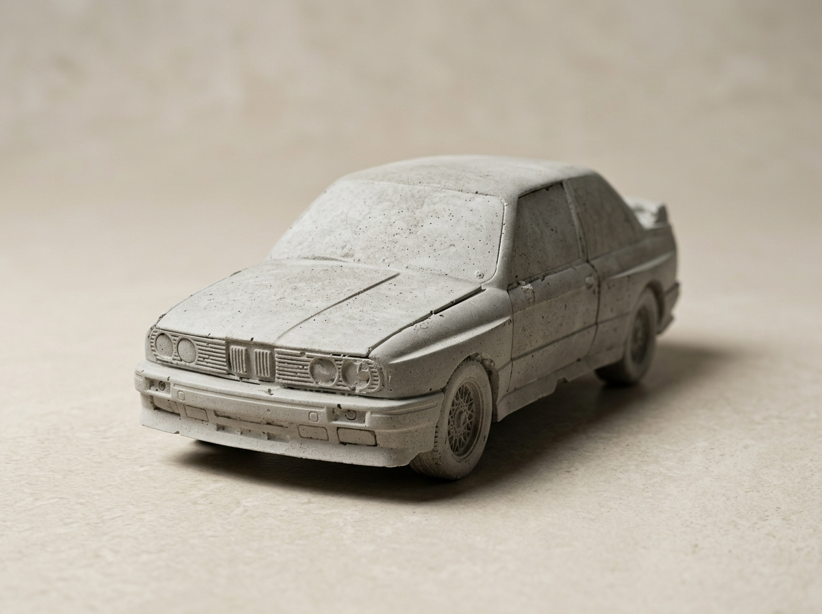 Ghost — bare raw grey concrete model car